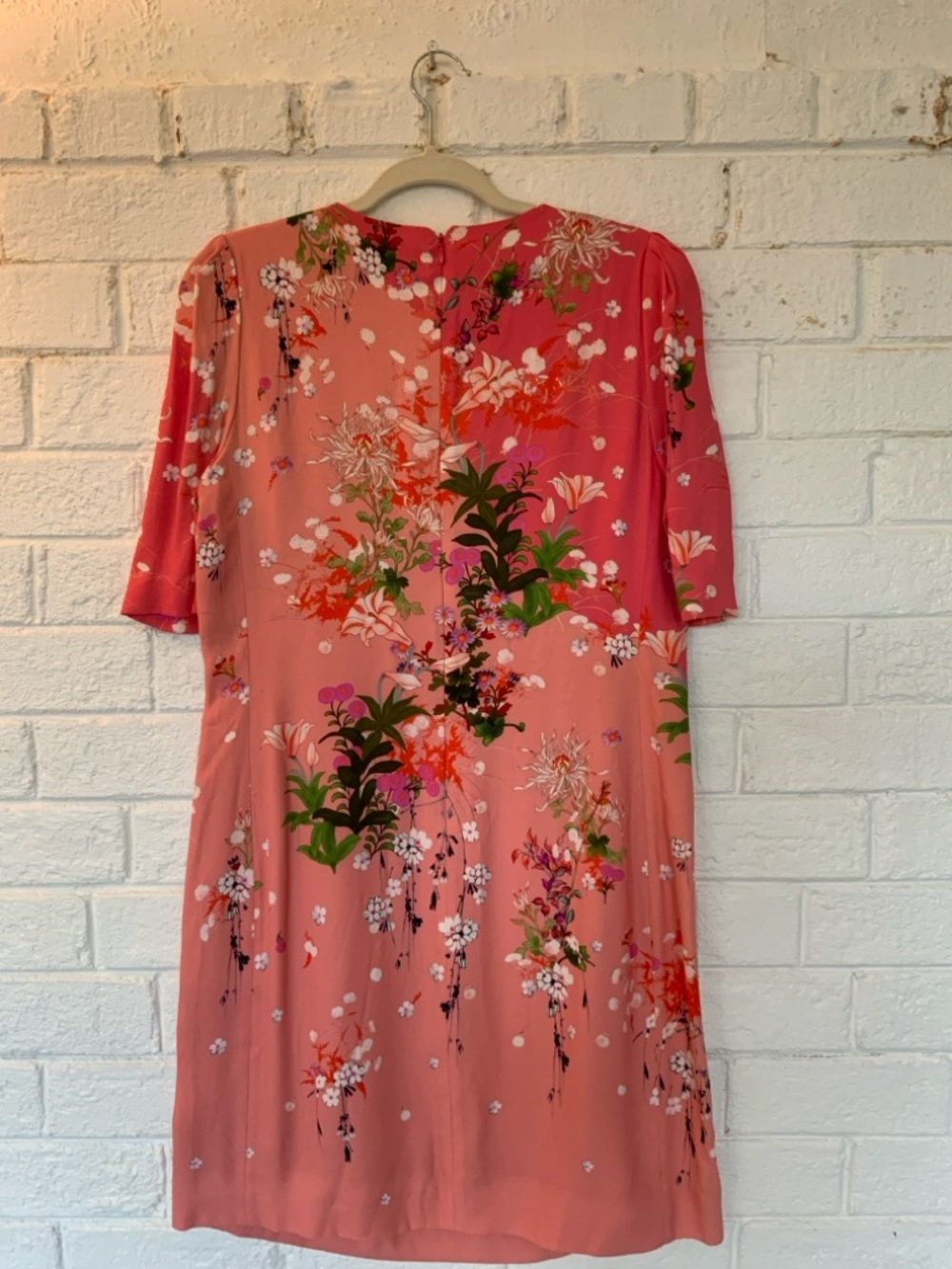 Givenchy Couture Japanese Floral Pattern Sheath Dress in Pinks & Peach - Picture 2 of 11